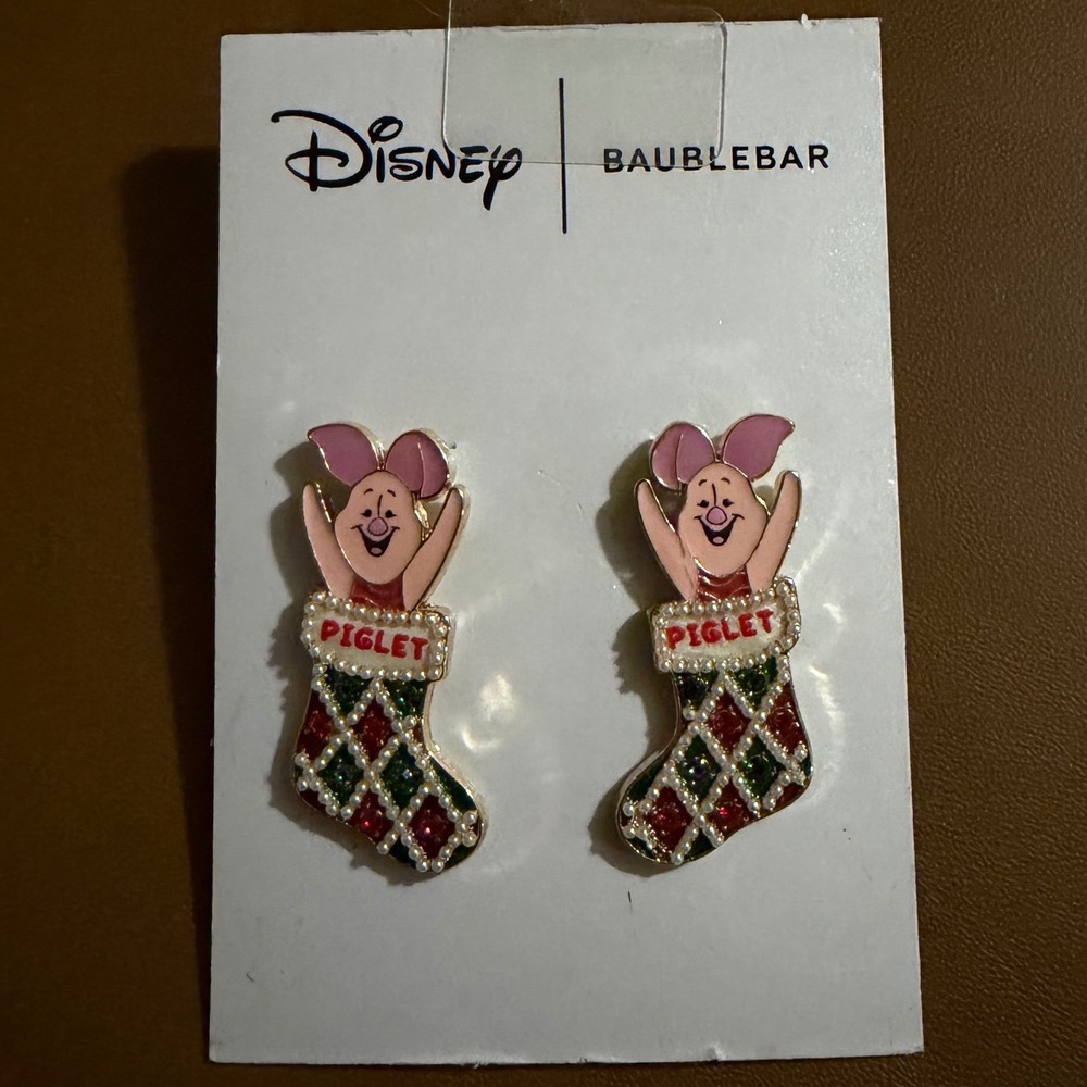 Disney BaubleBar Piglet Christmas Stocking Earrings Winnie theโ Pooh Holiday
